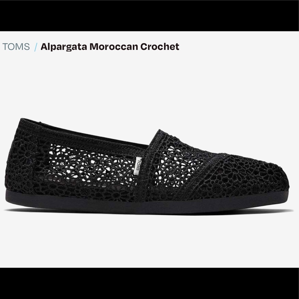 Black Crochet Toms Flats